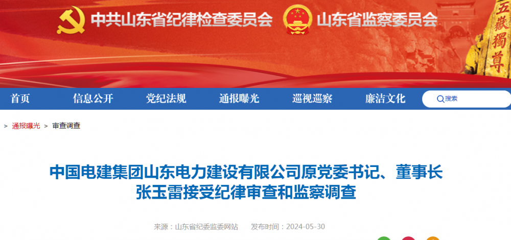 中国电建集团山东电力建设有限公司原董事长、原副总经理，被查！