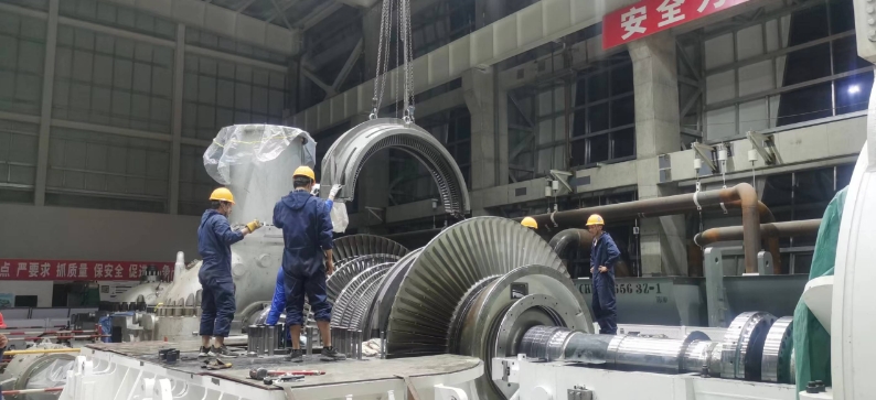 榆神榆横2×350MW热电联产工程1、2号机组汽轮机扣缸顺利完成