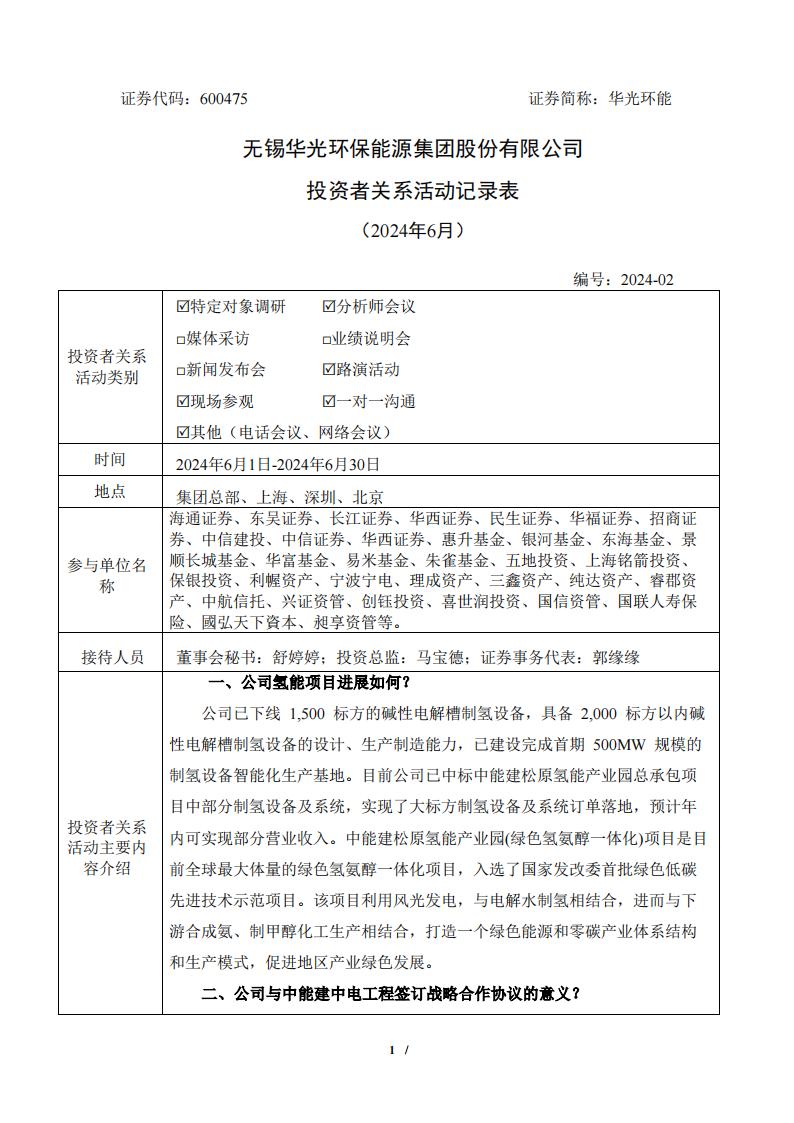 华光环能：已建设完成首期500MW规模的制氢设备智能化生产基地