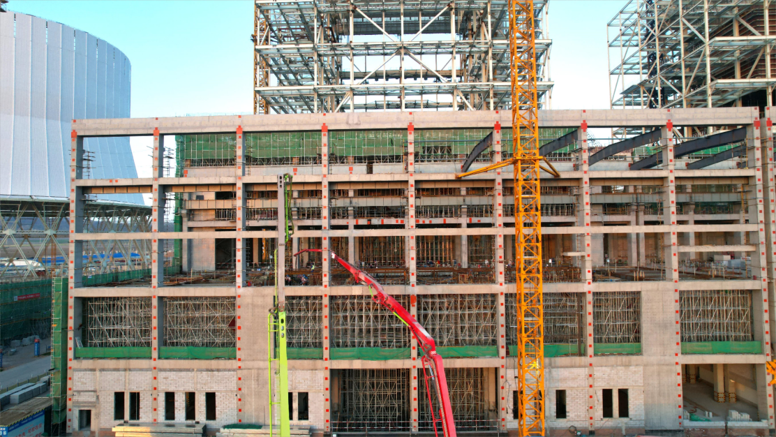 中能建建筑集团张掖百万：4号汽机基座顺利浇筑完成