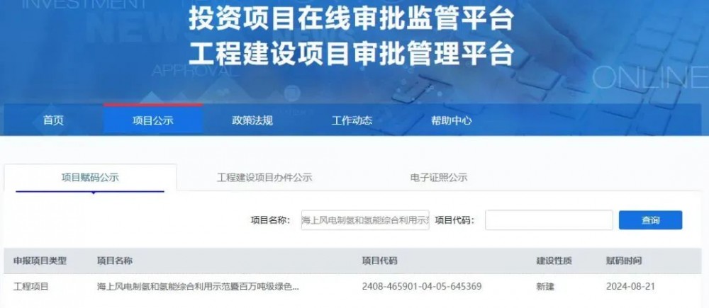 明阳集团百万吨级绿色电氢氨醇实证项目获备案