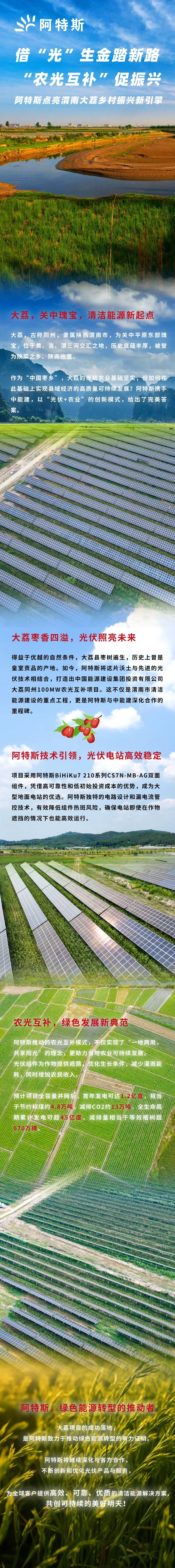 阿特斯点亮渭南大荔乡村振兴新引擎 确保光伏电站高效稳定