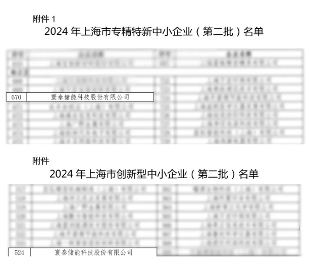 寰泰储能荣获上海市“专精特新中小企业”称号