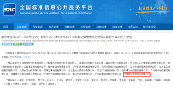 球冠电缆参与编制的又一项高压电缆国家标准获准颁布实施
