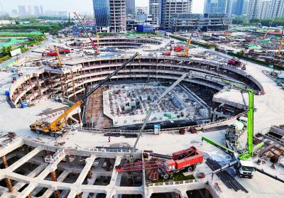 【人民网】南京地铁4号线江北市民中心站一次结构完工