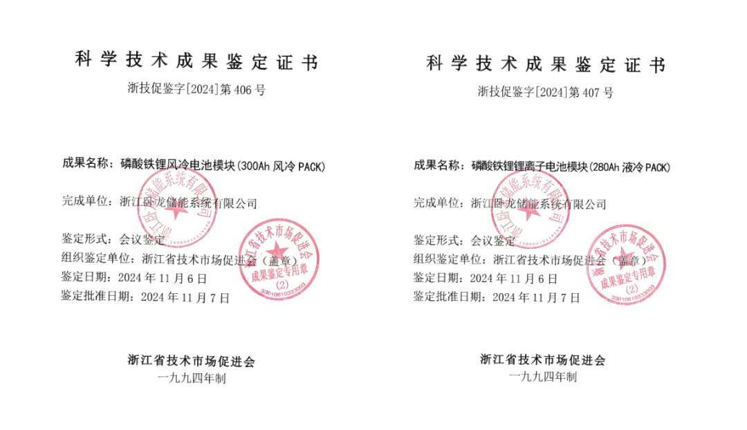 卧龙储能产品通过省级鉴定，企业绿色发展再上新台阶