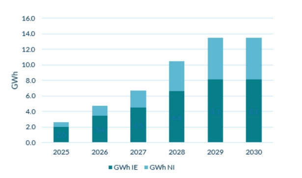 13.5GWh！2030年爱尔兰电池储能部署规模将增长五倍