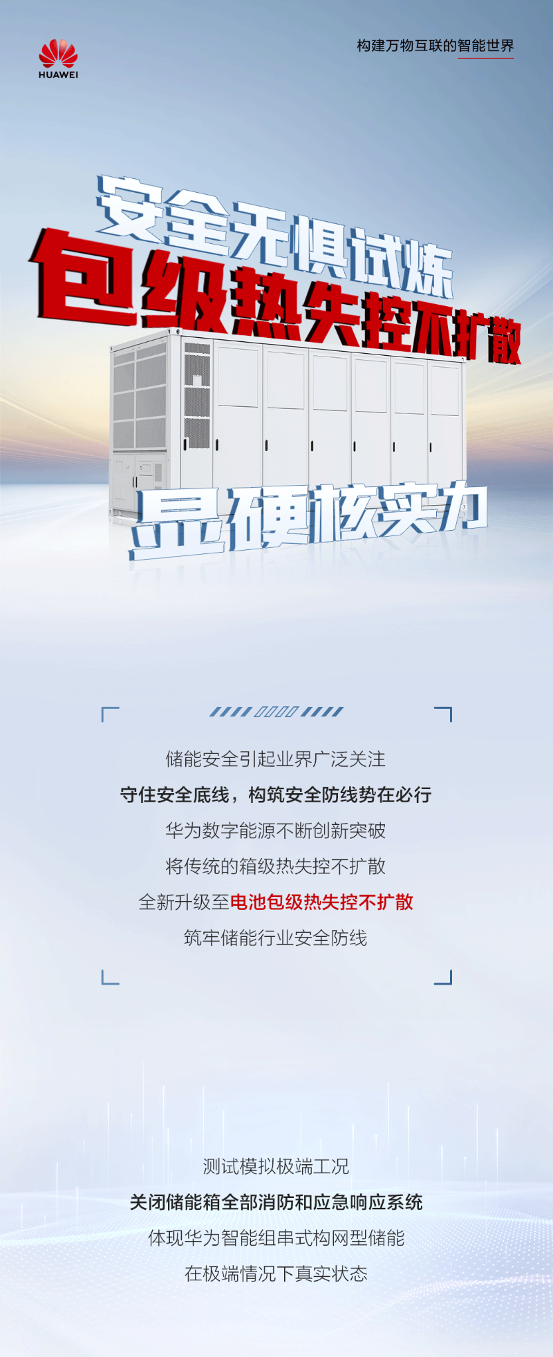 华为数字能源全新升级“电池包级热失控不扩散”筑牢储能行业安全防线