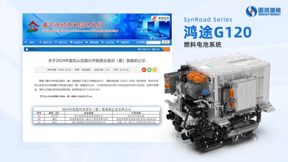 国鸿氢能通过嘉兴市首台（套）装备及企业技术中心认证