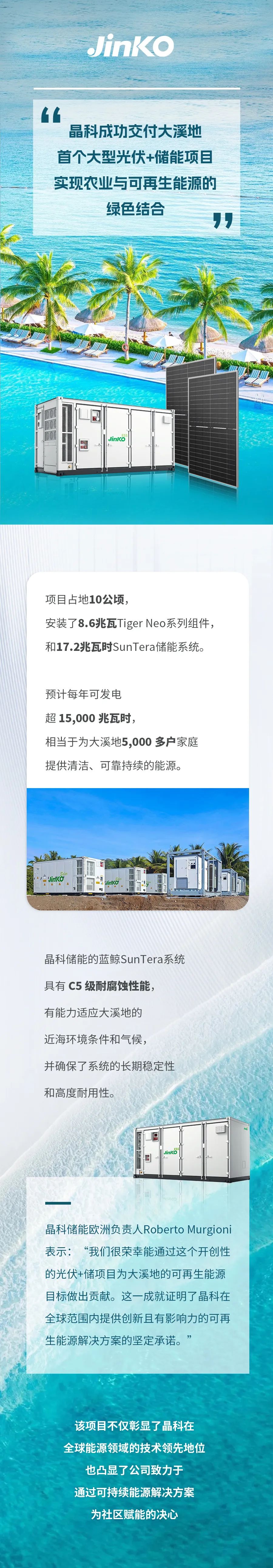 晶科成功交付大溪地首个大型光伏+储能项目，实现农业与可再生能源的绿色结合