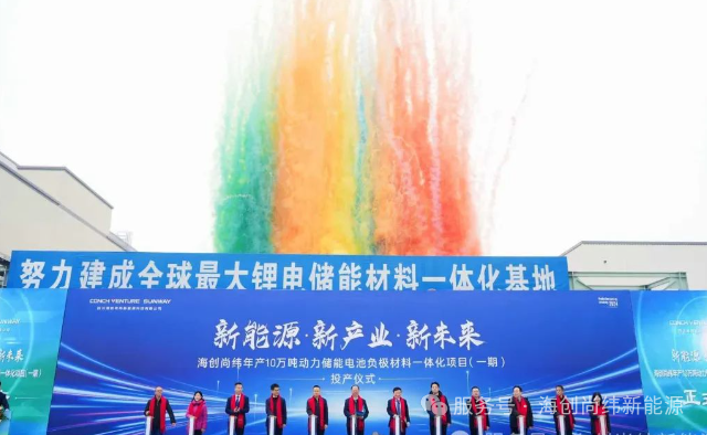 海创尚纬年产10万吨动力储能电池负极材料一体化项目（一期）正式投产
