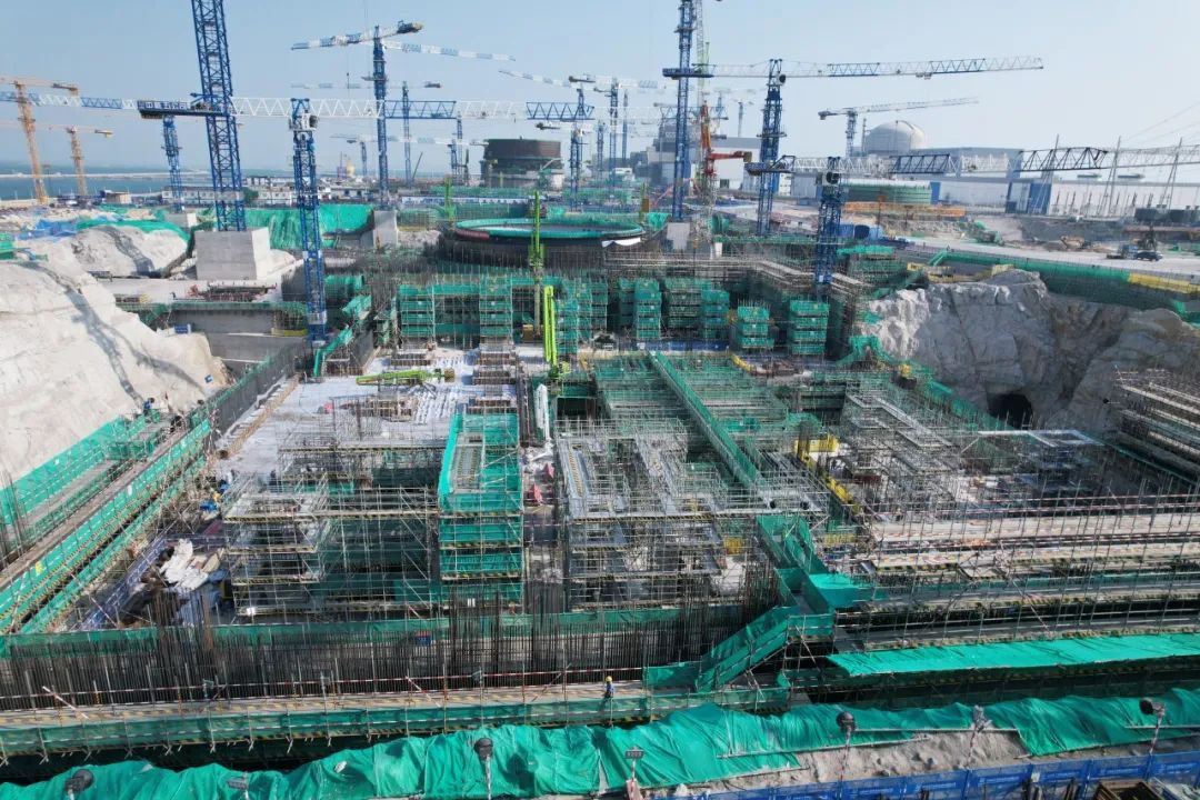 漳州核电4号机组常规岛筏基浇筑完成