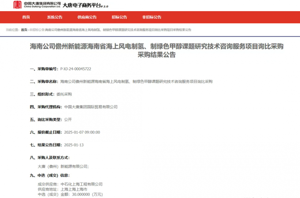 海上风电制绿氢绿醇！中石化中标大唐海南项目