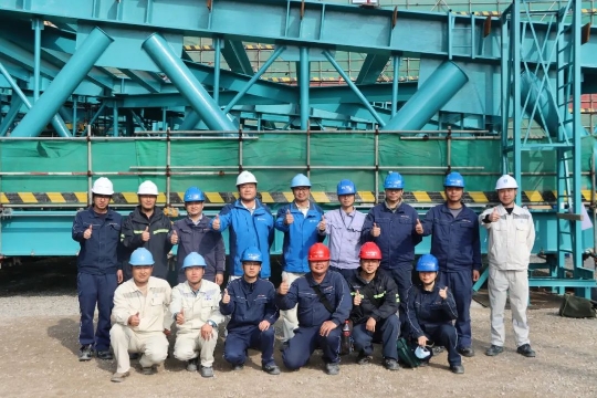 浙江三澳核电项目2号常规岛首个双榀屋架模块4吊装完成