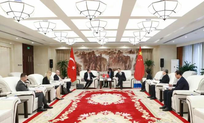 中国能建国际集团党委副书记、副董事长薛丹峰与土耳其能源和自然资源副部长扎法尔·德米尔疆会谈