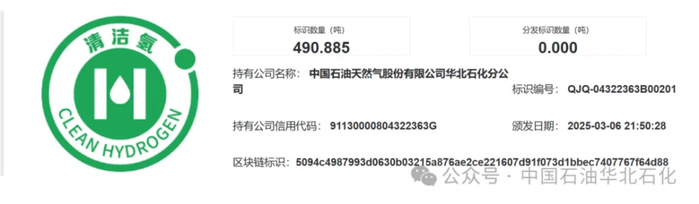 中国石油华北石化公司首获国家清洁氢认证