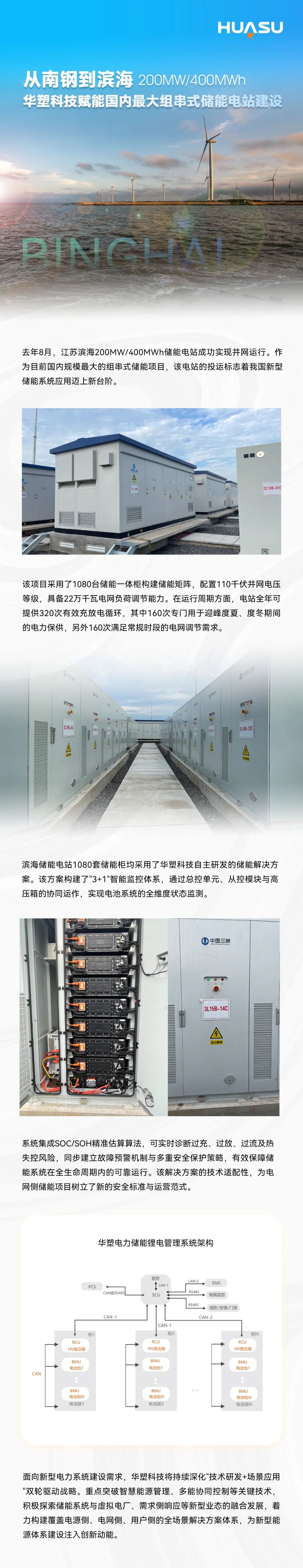 200MW/400MWh，华塑科技赋能滨海国内最大组串式储能电站