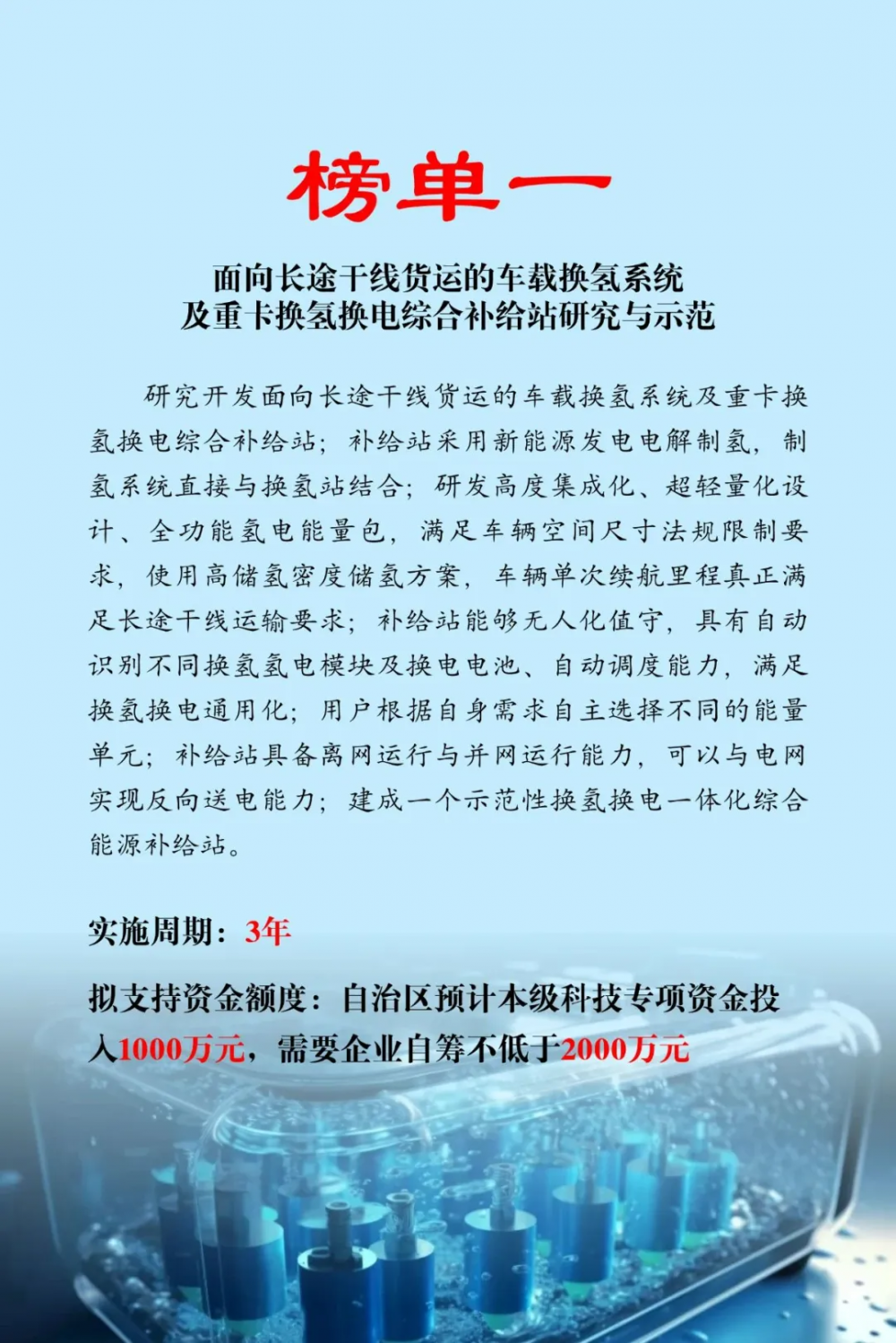 6个氢能项目！内蒙古发布2025年科技突围专项技术榜单专项资金补贴共6000万元
