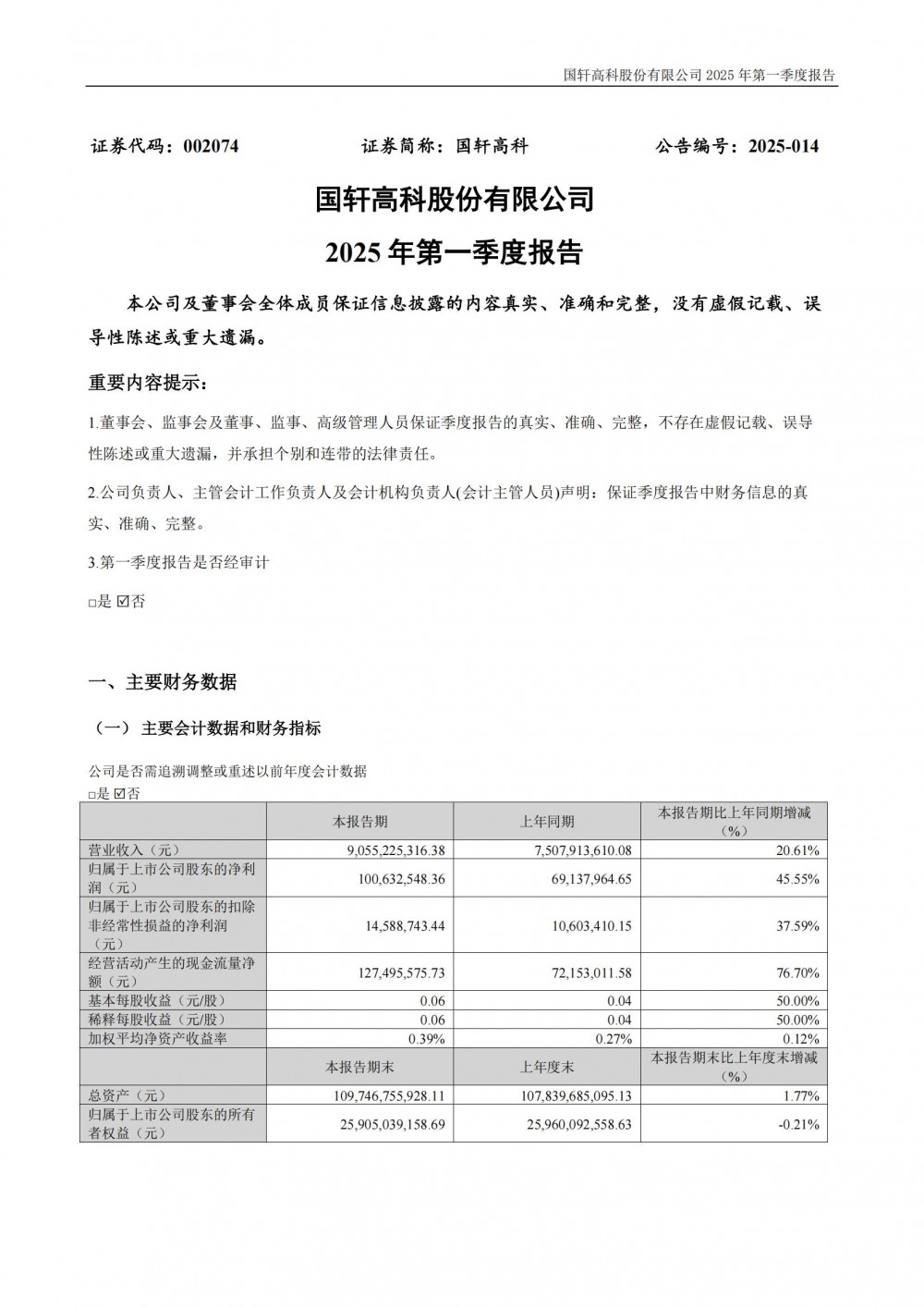 国轩高科2025一季度营入90.55亿元，同比增长20.61%