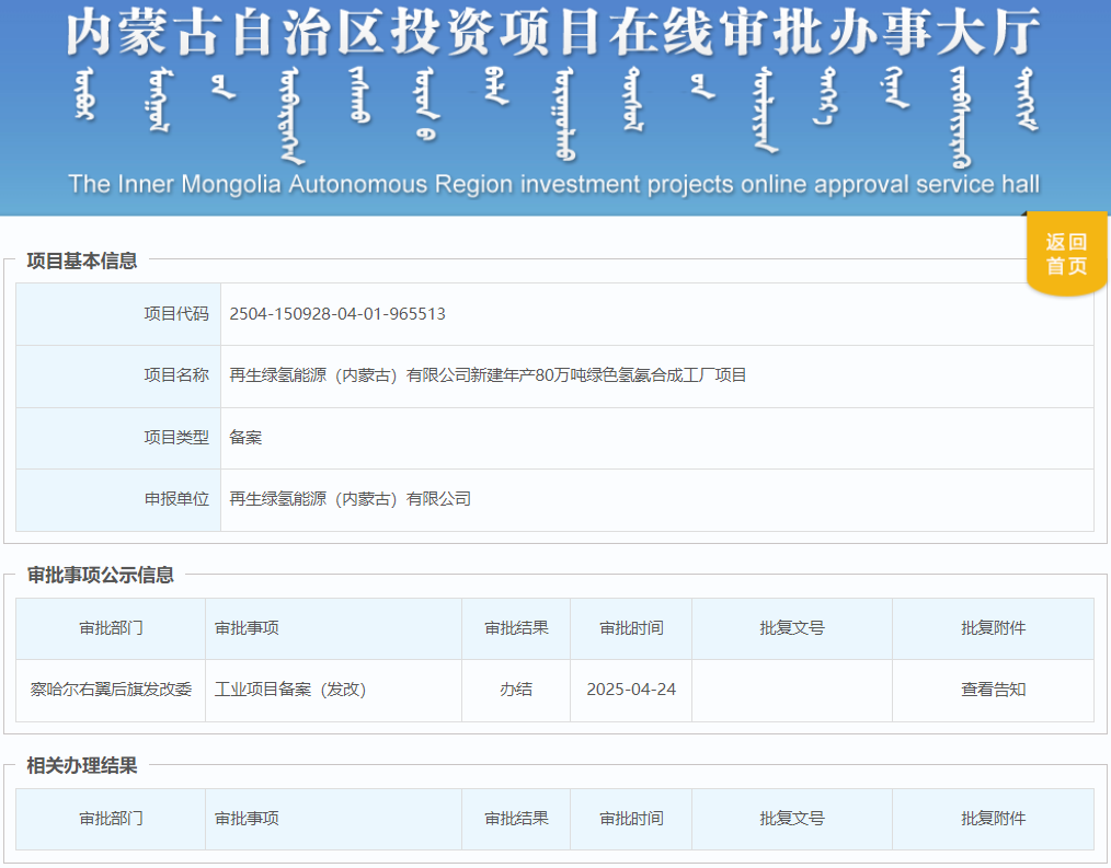 70亿元！56套2000标方电解槽！年产80万吨绿氨项目获批