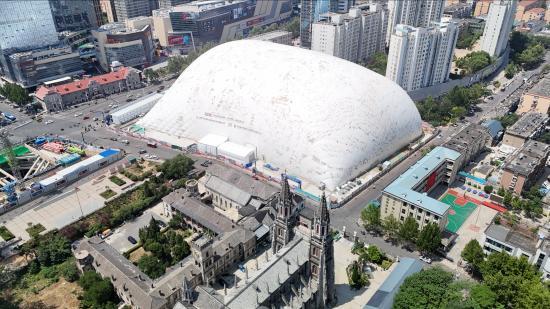 【中国新闻网】洪楼TOD城市更新项目基坑气膜正式投用