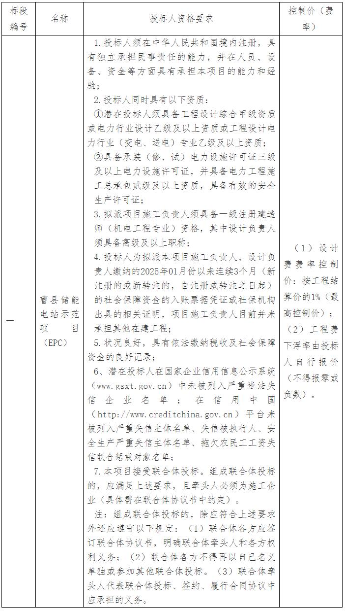 招标 | 山东曹县储能电站示范项目EPC招标
