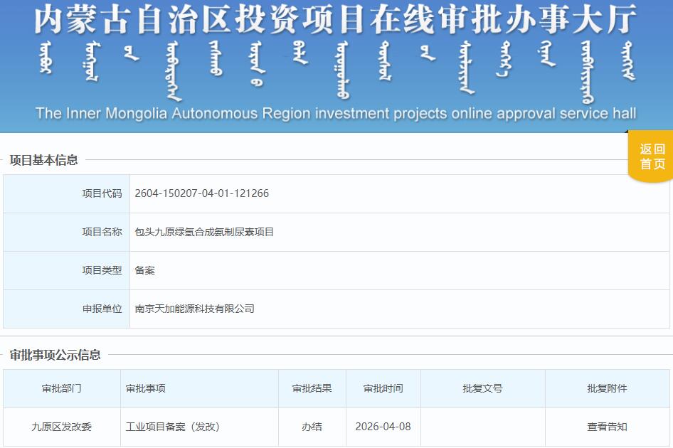 总投资4.53亿元！10万吨绿氨项目获备案