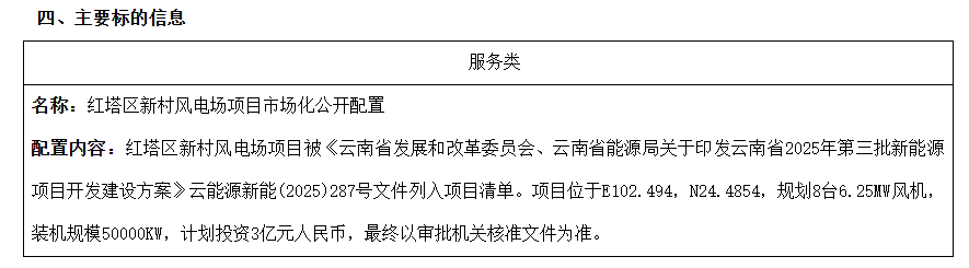 云南50MW风电项目竞配结果公示