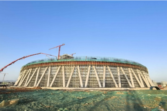江西赣能上高项目1号冷却塔下环梁浇筑完成