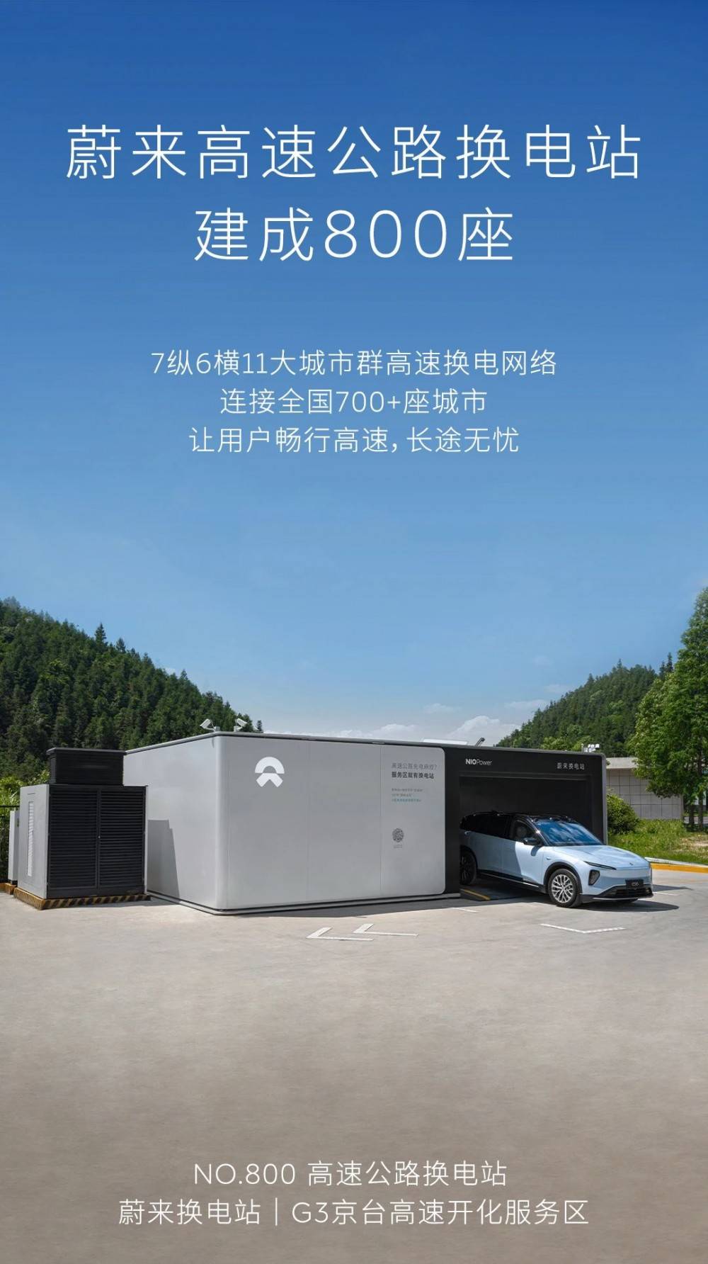 蔚来第800座高速换电站上线