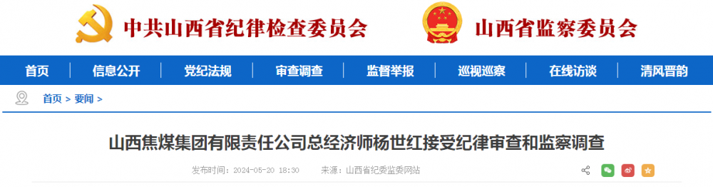 山西焦煤集团总经济师杨世红被查！