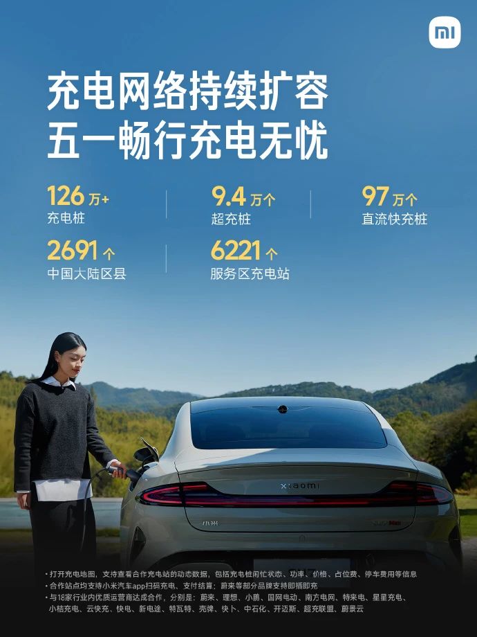 小米汽车：超126万充电桩入驻小米充电地图