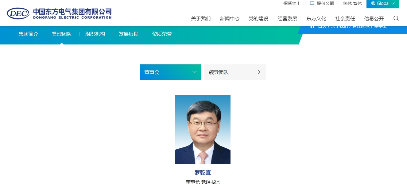 东方电气董事长任职