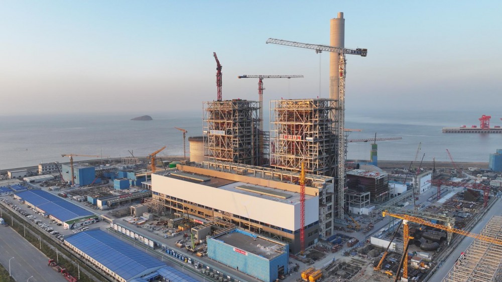 中国能建浙江火电承建的中煤岱山鱼山电厂EPC总承包项目1号机组锅炉水压试验一次成功
