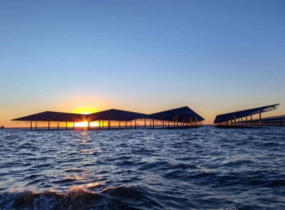 中国河北省昌黎500兆瓦海上光伏试点项目实现首次并网发电