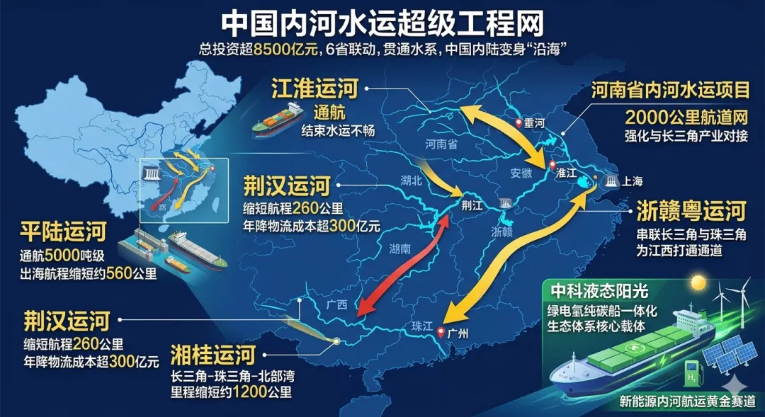 8500亿超级运河落地｜中科液态阳光绿电氢纯碳船生态，抢占国运级硬科技红利